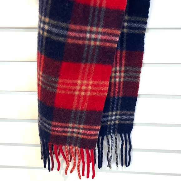 Accessories - 100% Cashmere Blue and Red Plaid Winter Scarf